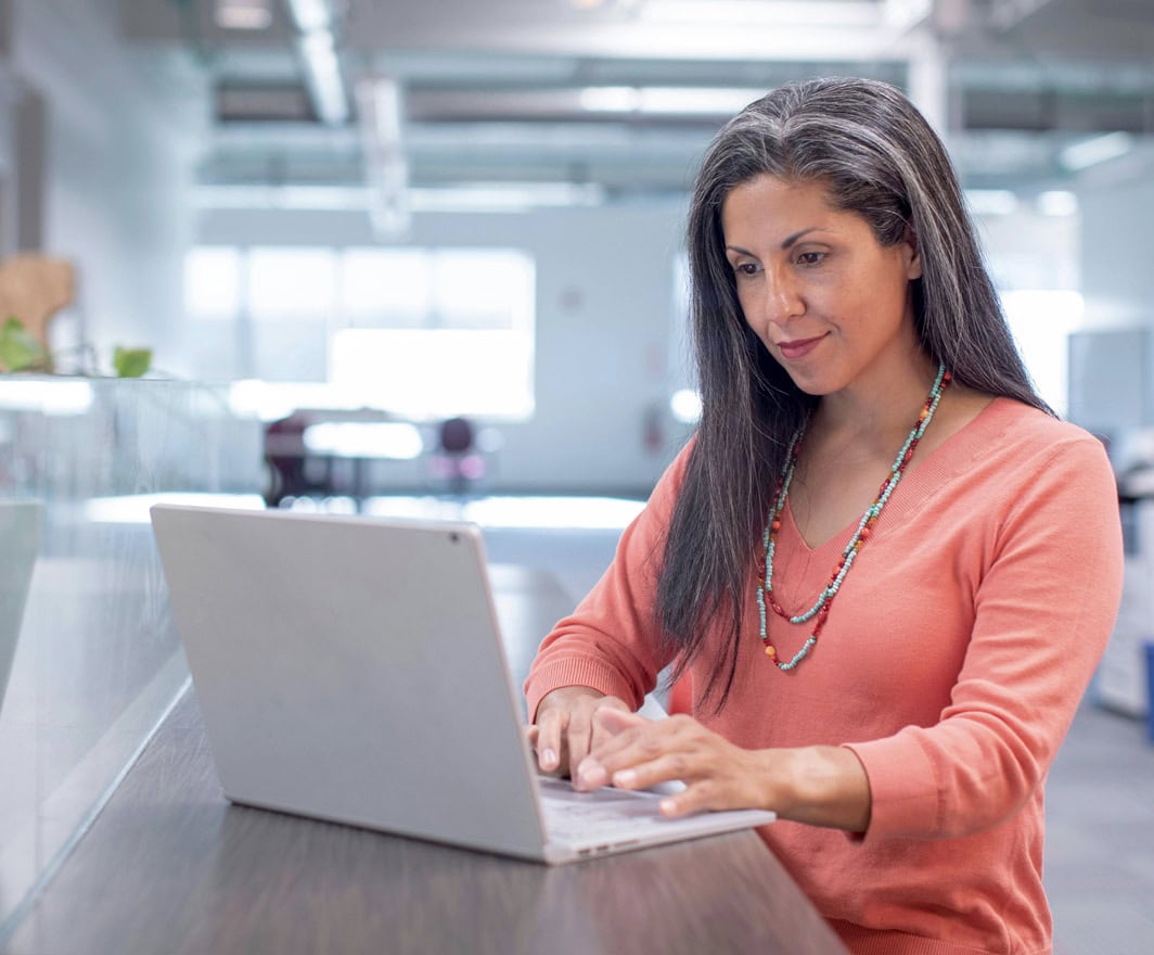 Woman working on laptop